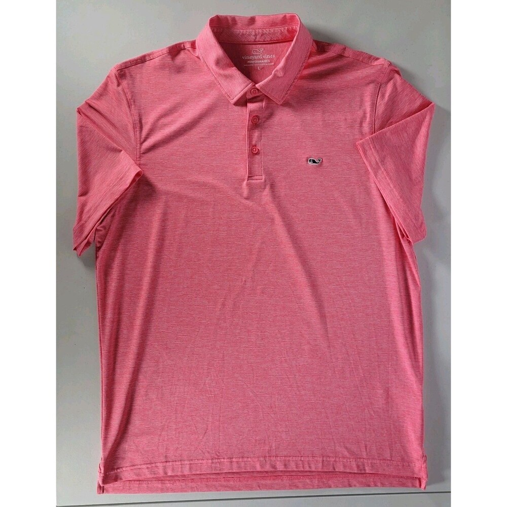 Vineyard Vines Performance Men's Stretch Pink Golf Polo Shirt Sz Large